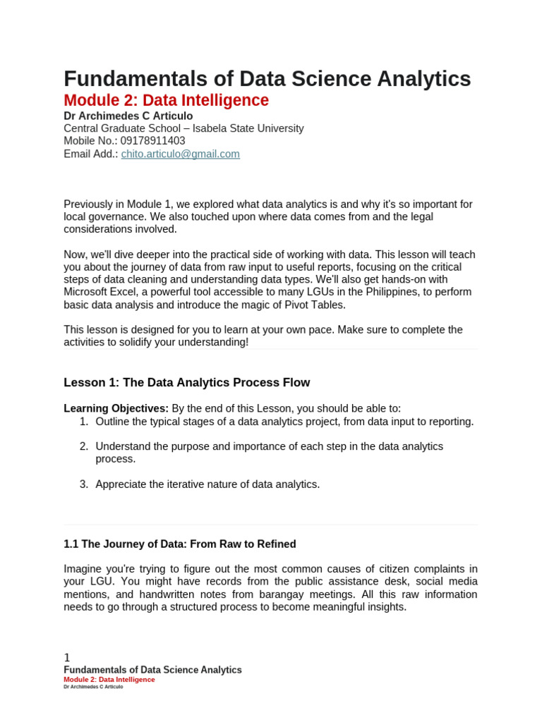 Data Analytics Process for LGUs | PDF | Data Analysis | Data