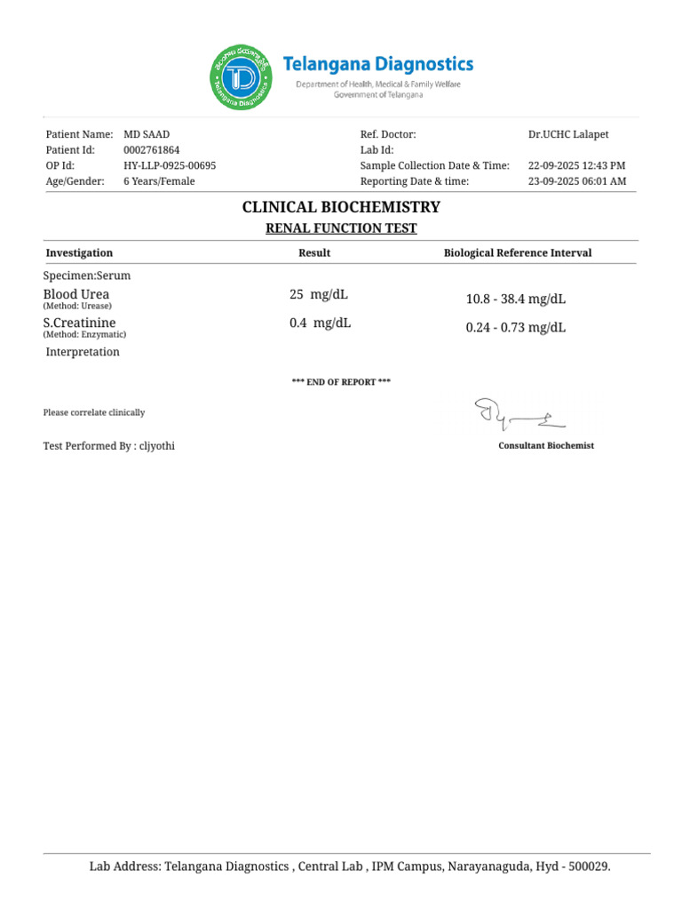 Comprehensive Lab Report for MD Saad | PDF | Elisa | Serology