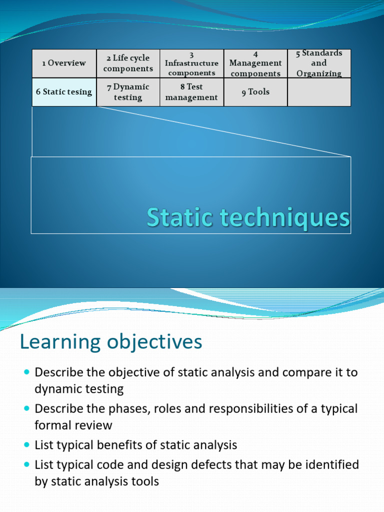 Chapter 6 - Static Testing | PDF | Software Testing | Variable ...