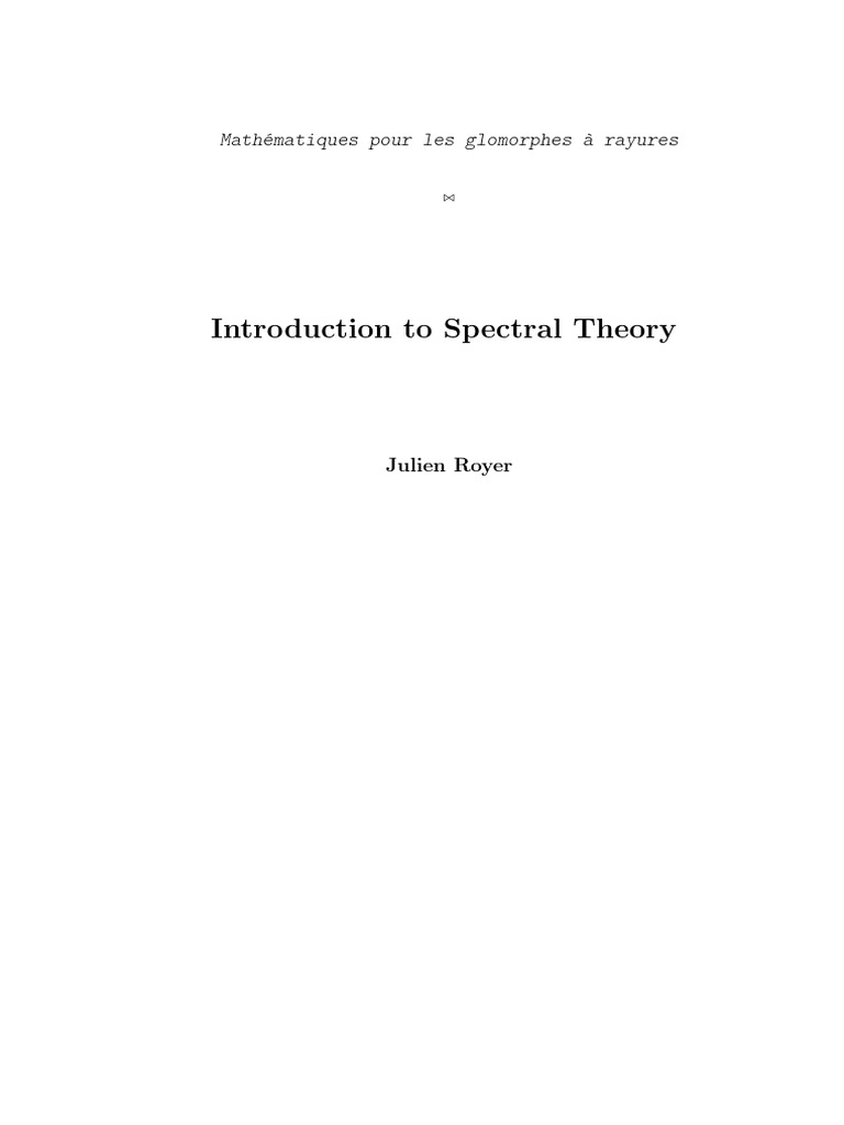 Spectral Theory of Linear Operators | PDF | Algebra | Linear Algebra