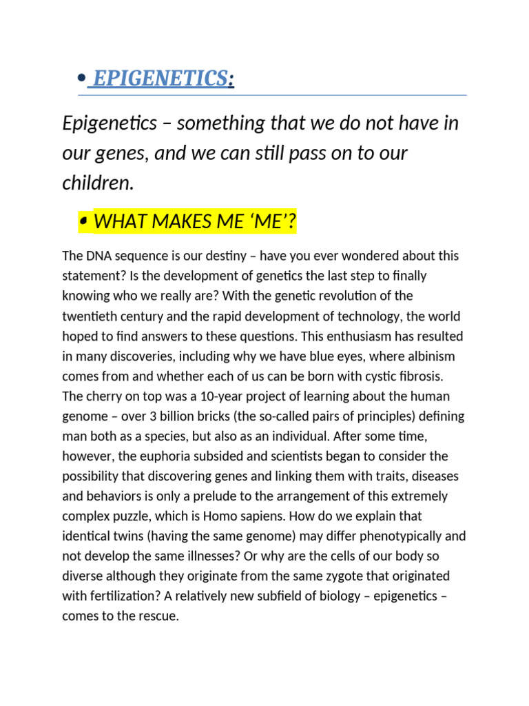 Understanding Epigenetics and Health | PDF | Epigenetics | Diabetes