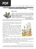 4ª Lista Exer Mat (Potenciação, Raiz Quadrada e Expressões Numéricas - Michelle) 6º ano