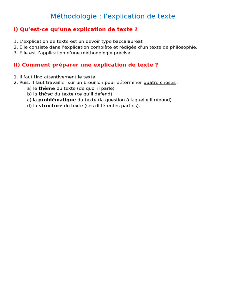 Méthodologie - L'Explication de Texte | PDF