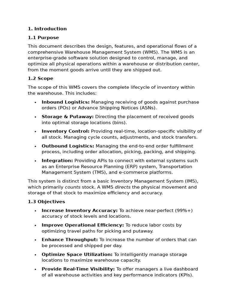 Warehouse Management System | PDF | Logistics | Warehouse