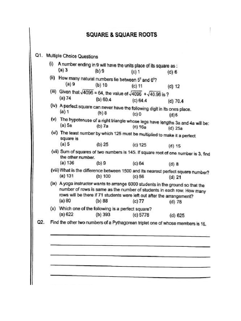 Squares and Square Roots | PDF
