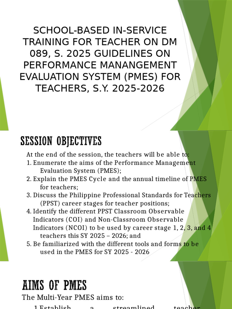 PMES Guidelines for Teachers SY 2025-2026 | PDF | Teachers | Mentorship
