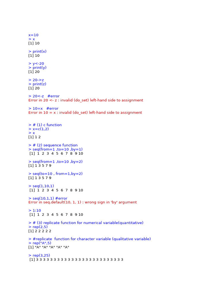 R Programming Basics and Functions | PDF