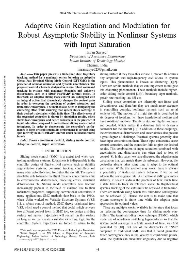 Adaptive Control for Nonlinear Systems | PDF | Control Theory | Applied ...