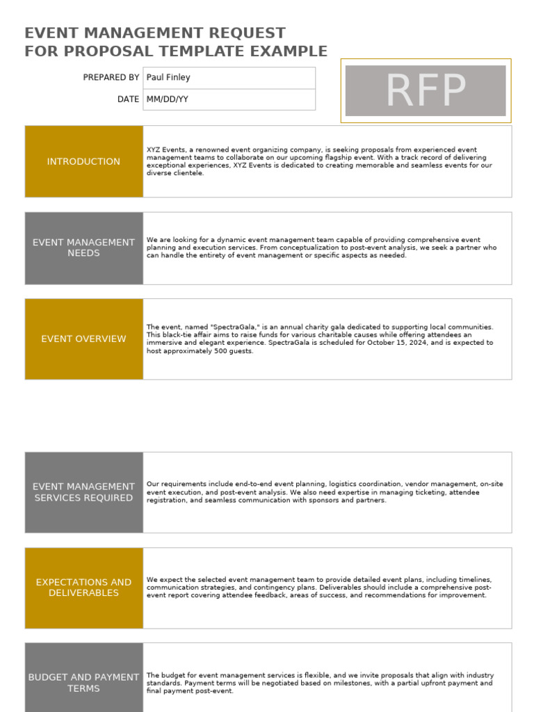RFP for SpectraGala Event Management | PDF | Business