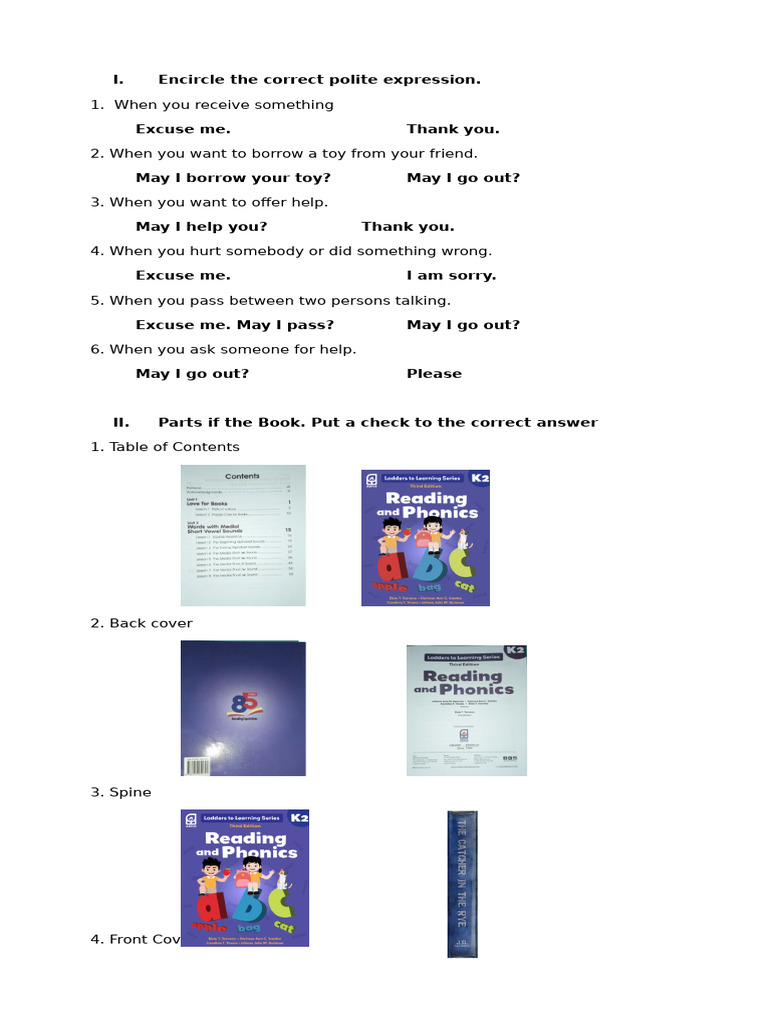Reviewer - q1 Qe Kinder English | PDF