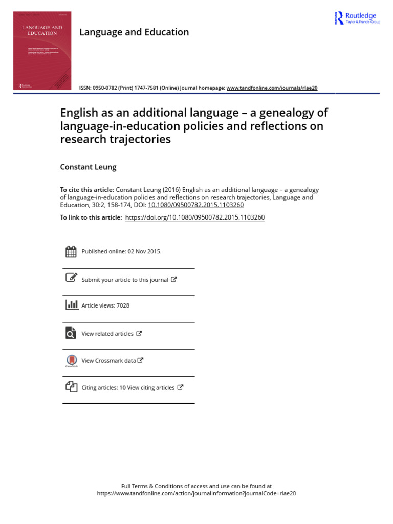 EAL Policies and Research in England | PDF | English As A Second Or ...