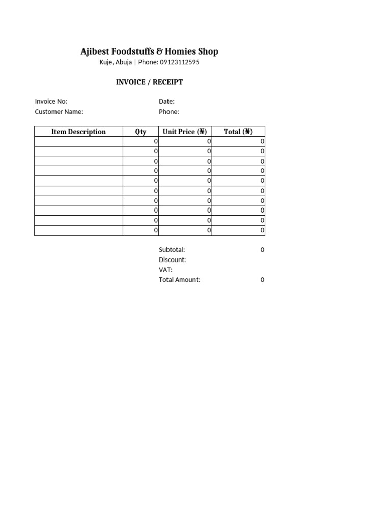 Foodstuff Invoice Ajibest | PDF