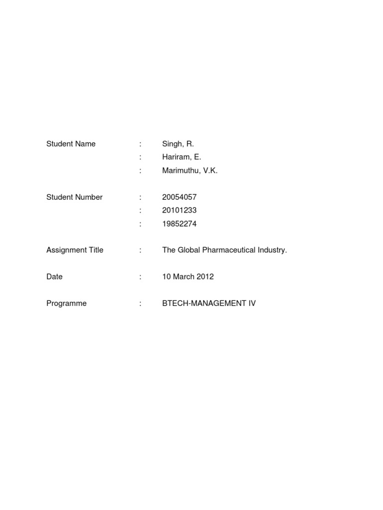 Global Pharmaceutical Industry Overview | PDF | Pharmaceutical Industry ...