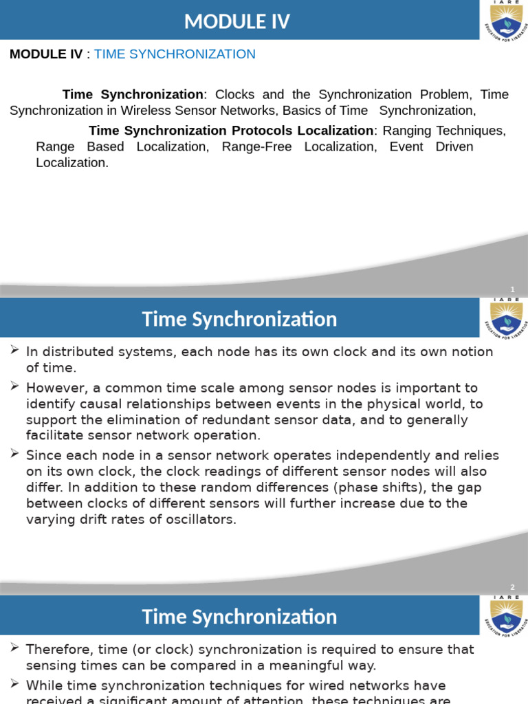 Time Synchronization in Sensor Networks | PDF | Wireless Sensor Network ...