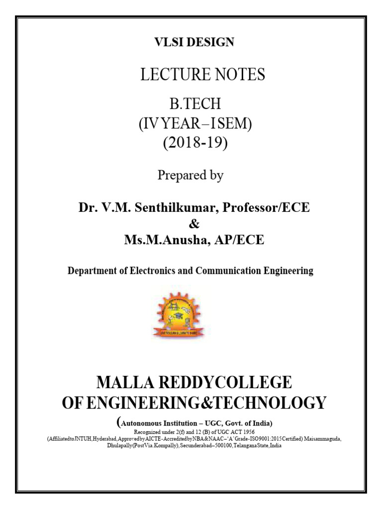 VLSI Design Lecture Notes for B.Tech | PDF | Mosfet | Field Effect ...