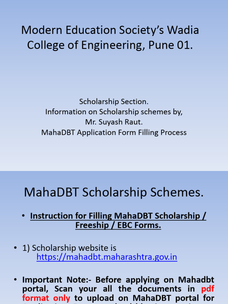 Process of MahaDBT Scholarship Form Filling 1 | PDF | Password