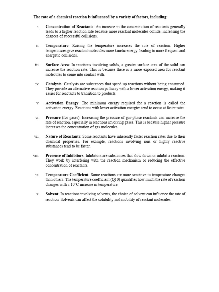 Factors Affecting Reaction Rates | PDF | Reaction Rate | Chemical Reactions