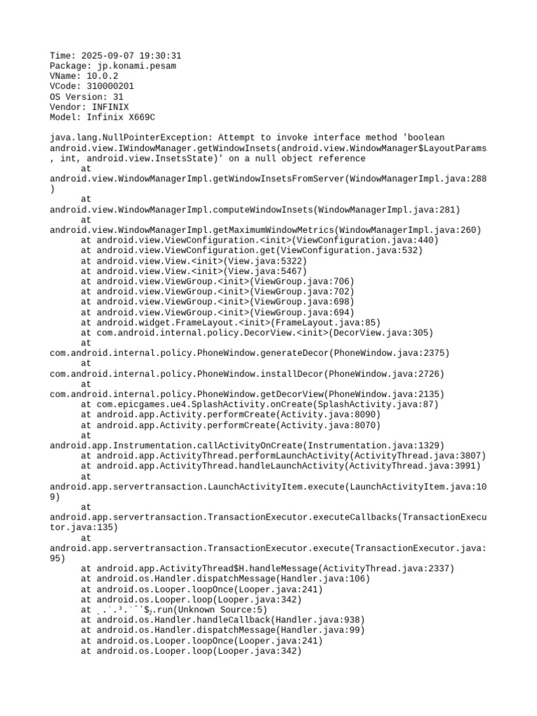 Infinix X669C NullPointerException Error | PDF | Java (Programming ...