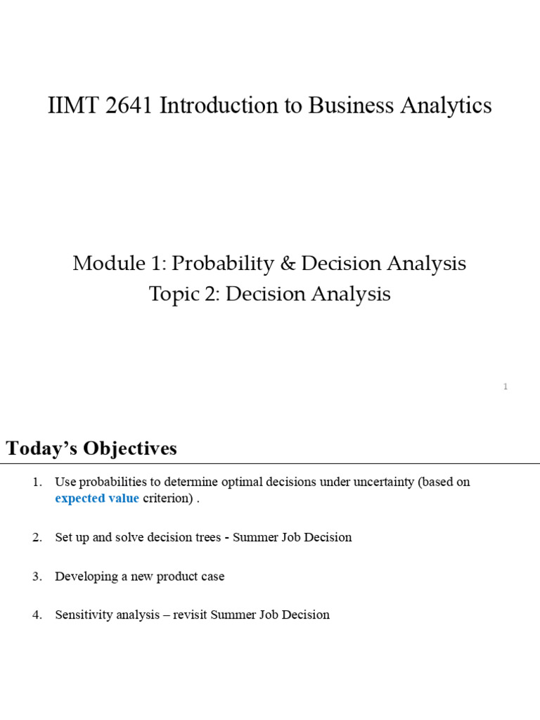 Business Analytics: Decision Analysis Techniques | PDF | Decision ...
