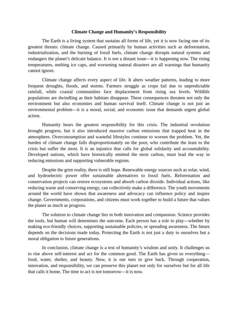 Humanity's Role in Climate Change | PDF | Climate Change | Human Impact ...