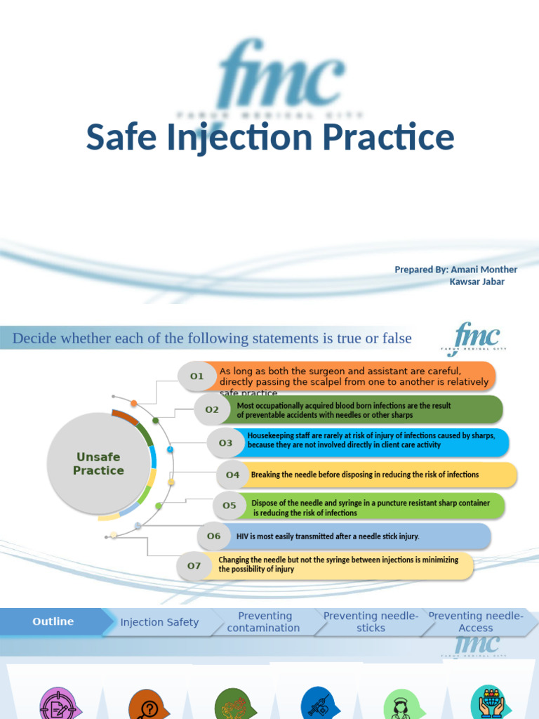 Safe Injection Practices Guide | PDF | Injection (Medicine) | Health ...