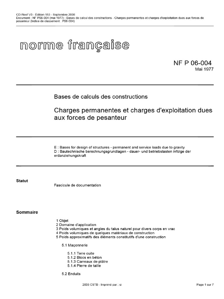 NF P 06 004 PDF - Toaz - Info | PDF