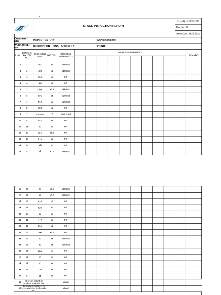 Final Assembly Inspection Report | PDF | Mechanical Engineering