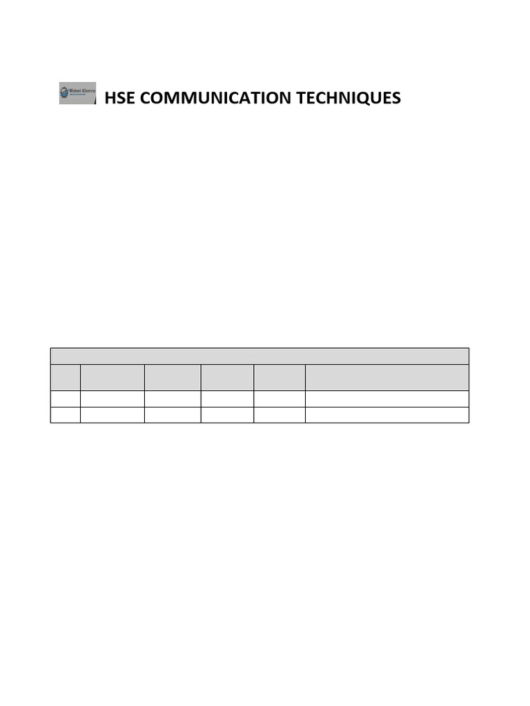HSE Communication Techniques Procedure | PDF | Occupational Safety And ...