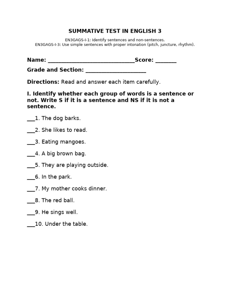 English 3 Summative Test Guide | PDF