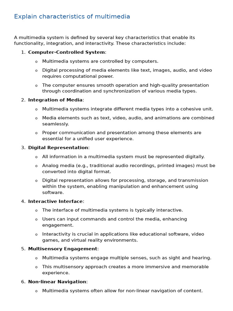 Key Characteristics of Multimedia Systems | PDF | Multimedia | Adobe ...