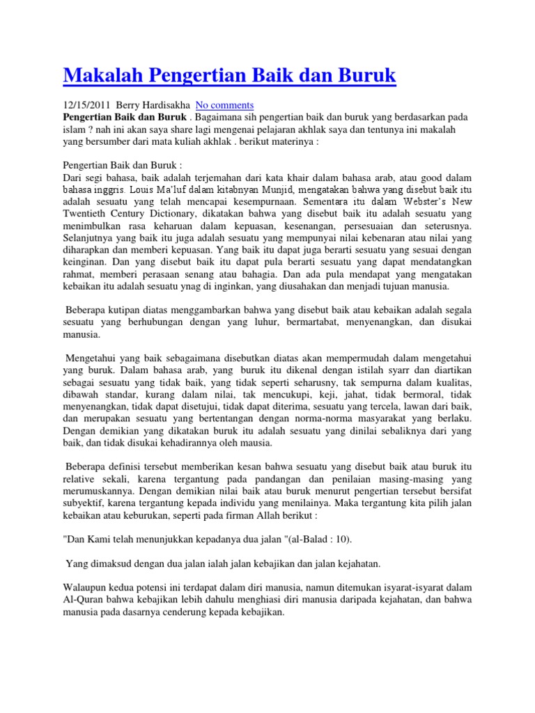Makalah Pengertian Baik Dan Buruk Pdf