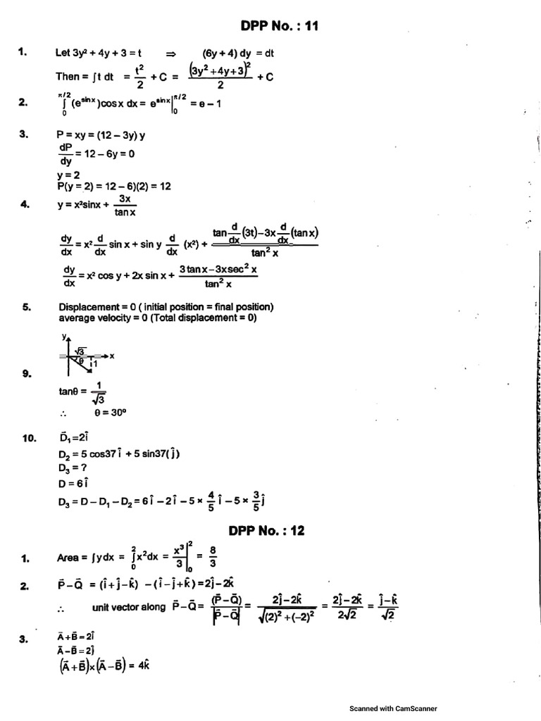 Xi Phy DPP 11 To 20 Solution | PDF