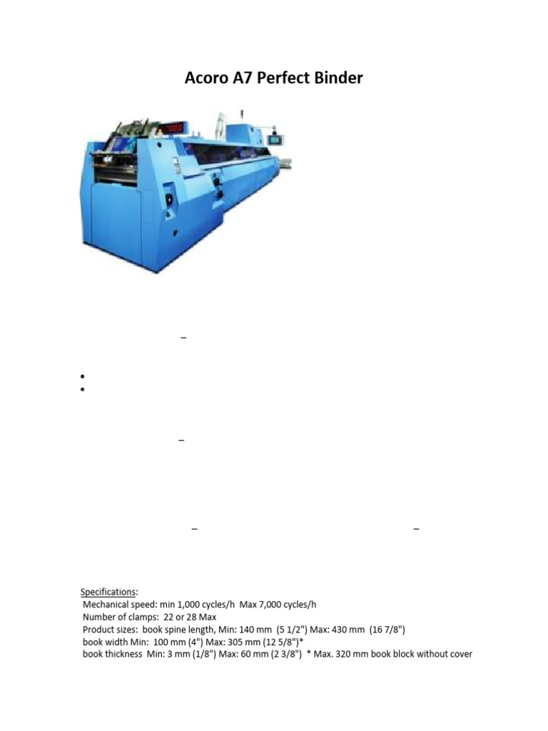 Acoro A7 Perfect Binder Overview | PDF