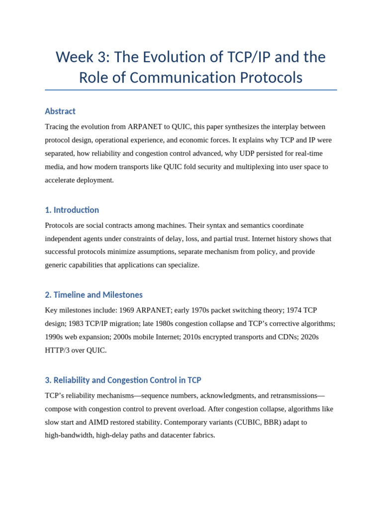 Week3 Evolution of TCPIP and Protocols | PDF | Transmission Control ...