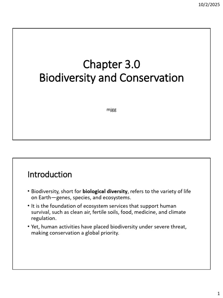 Chapter 3.0 Biodiversity and Conservation | PDF | Conservation Biology ...