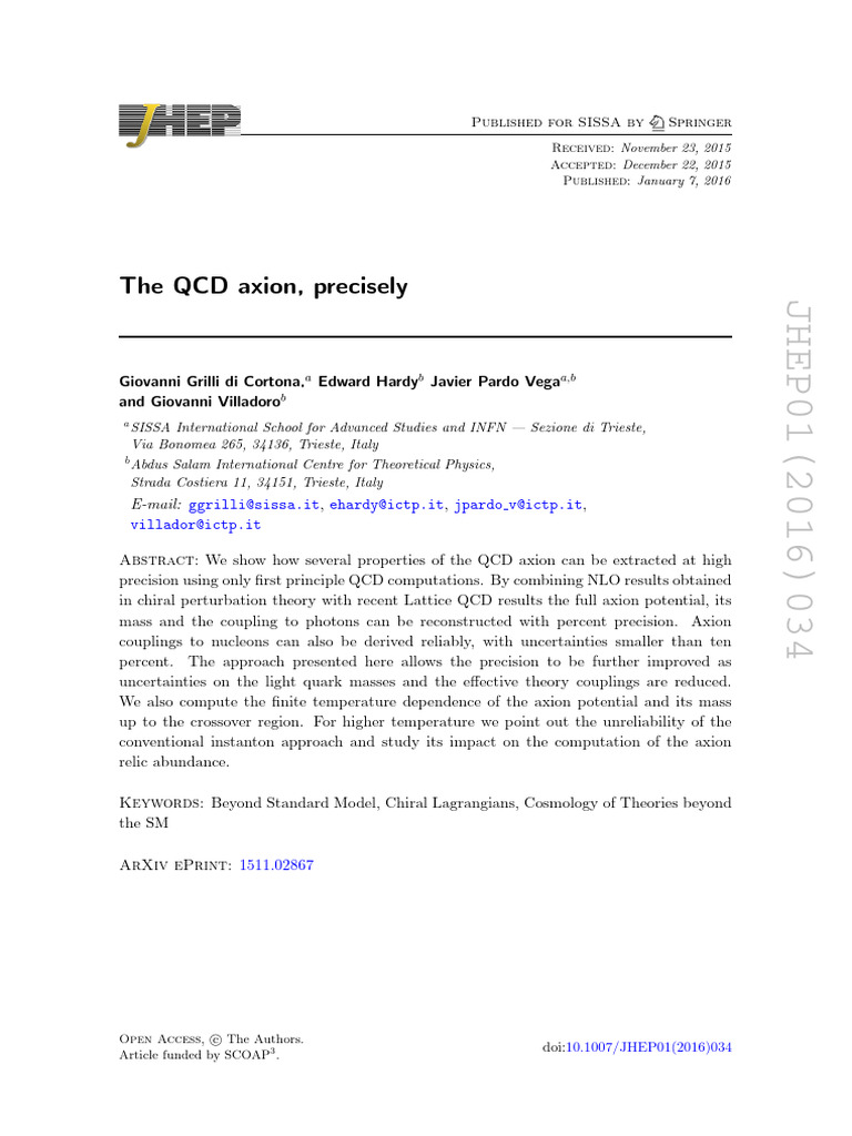 The QCD Axion, Precisely by Giovanni Villadoro | PDF | Quantum ...