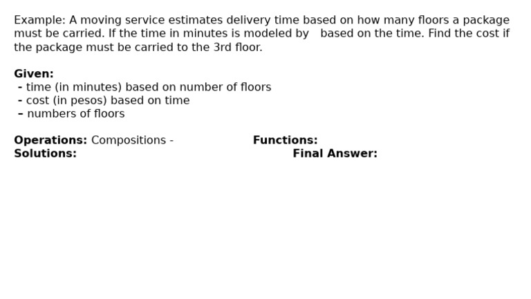 Unit 1 - Lesson 2 - Operations On Functions (Word Problem) | PDF