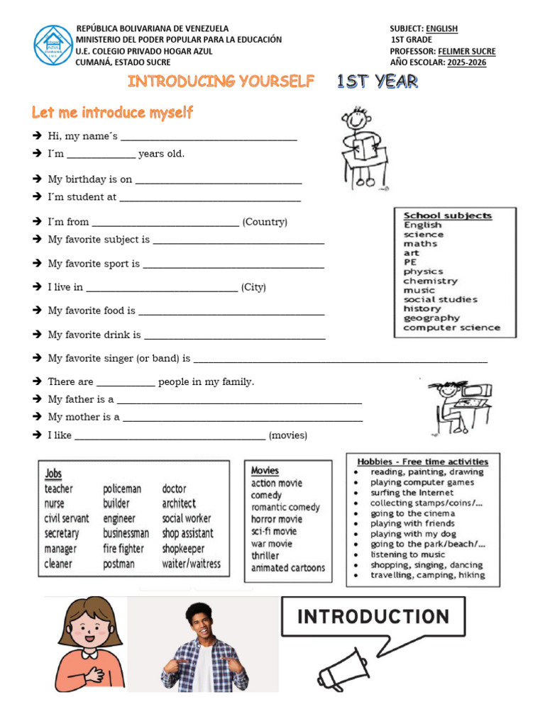 Introducing Yourself in English | PDF