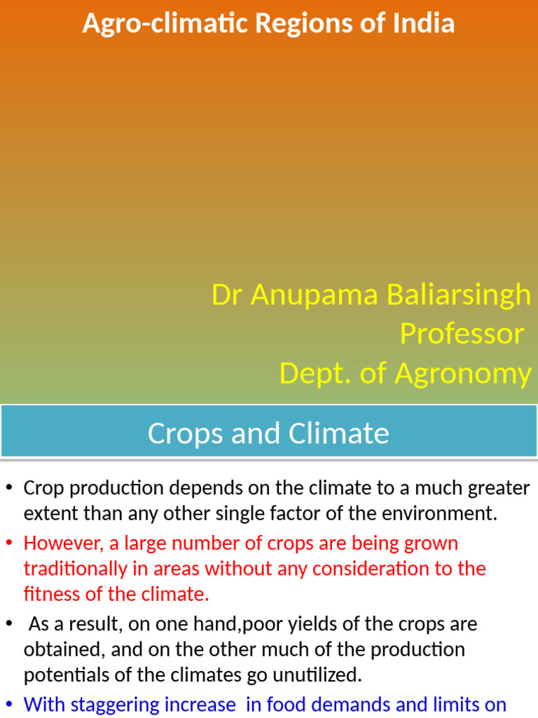 Agro-Climatic Regions of India | PDF | Agriculture | Crops