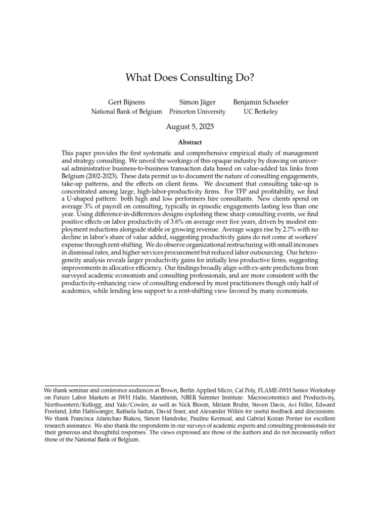 Impact of Consulting on Firm Productivity | PDF | Consultant | Labour ...