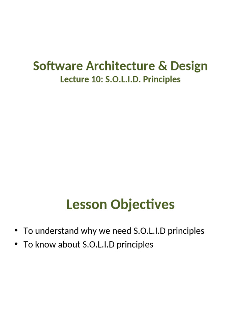 Software Architecture Design - L010 | PDF | Inheritance (Object ...