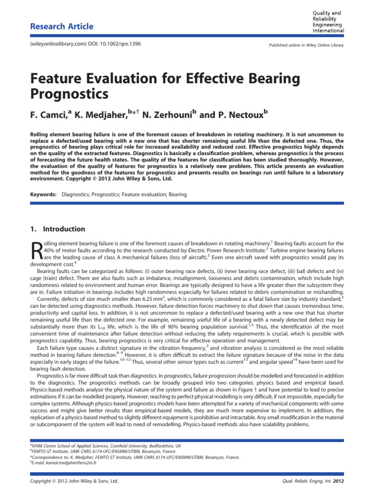 Evaluating Features for Bearing Prognostics | PDF | Monotonic Function ...