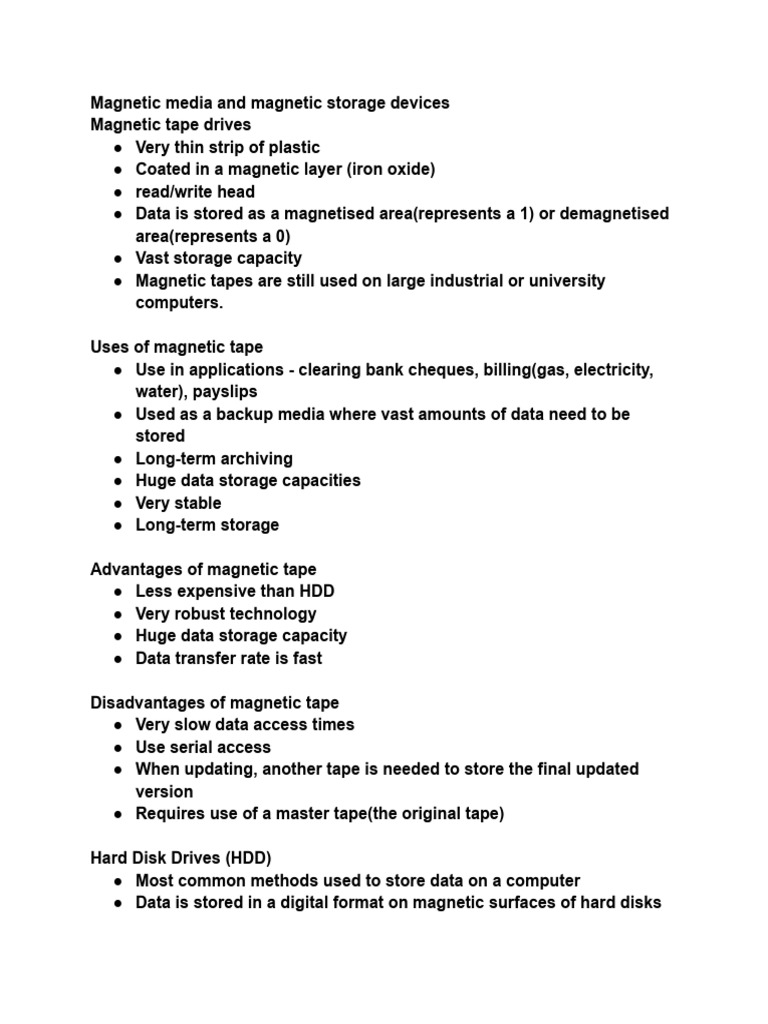 Overview of Magnetic and Optical Storage Devices | PDF | Solid State ...