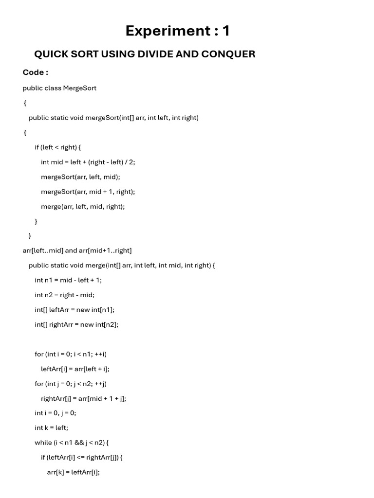 Quick Sort Algorithm Implementation | PDF