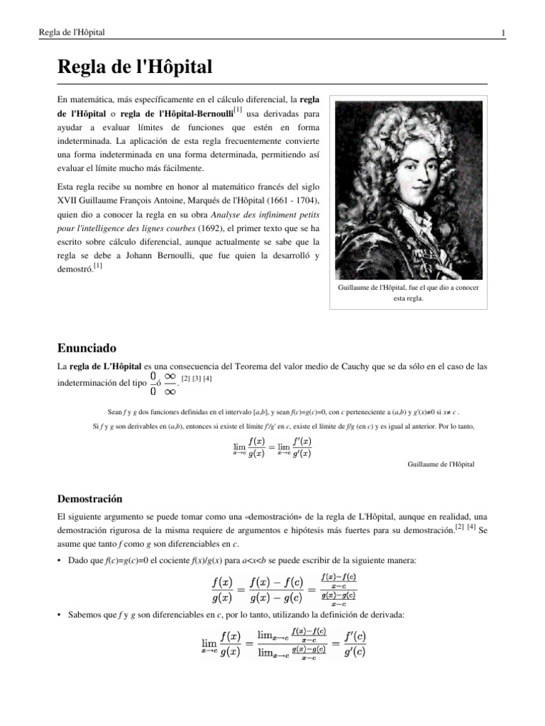 Regla de l'Hôpital: Evaluación de Límites | PDF | Análisis matemático ...