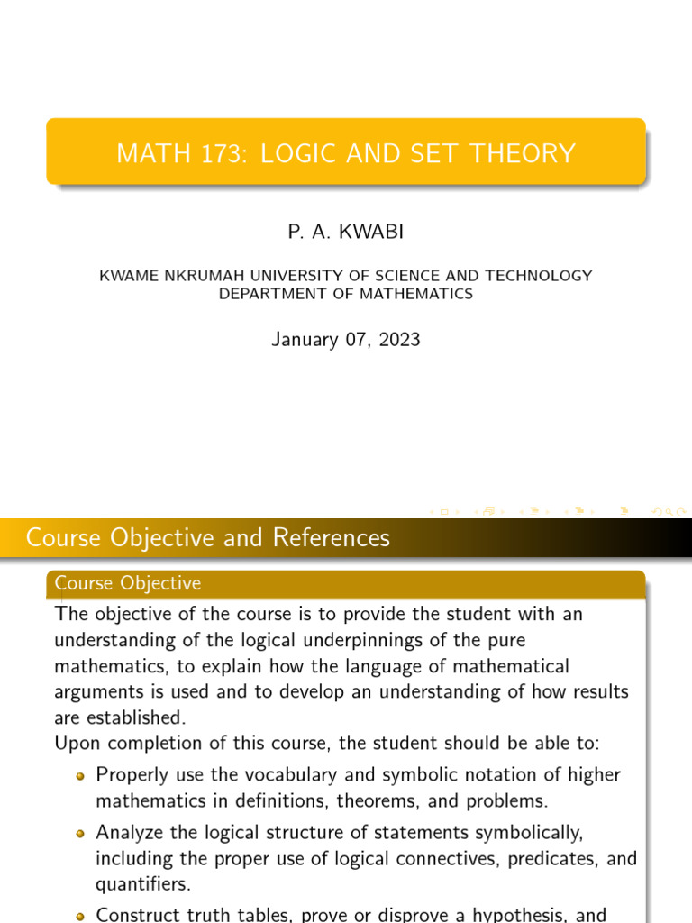 Logic and Set Theory | PDF | Set (Mathematics) | Mathematical Proof