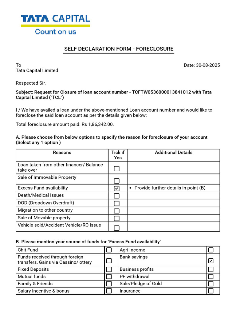 Foreclosure Self Declaration Form | PDF