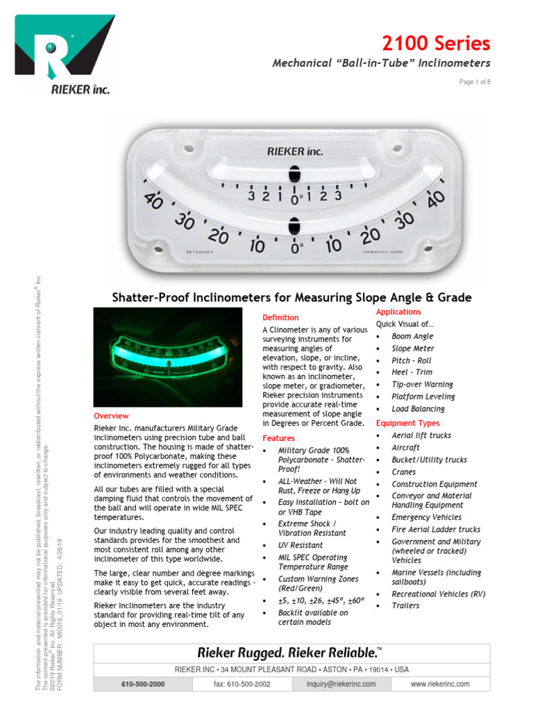 Rieker 2100 Series Inclinometers Overview | PDF