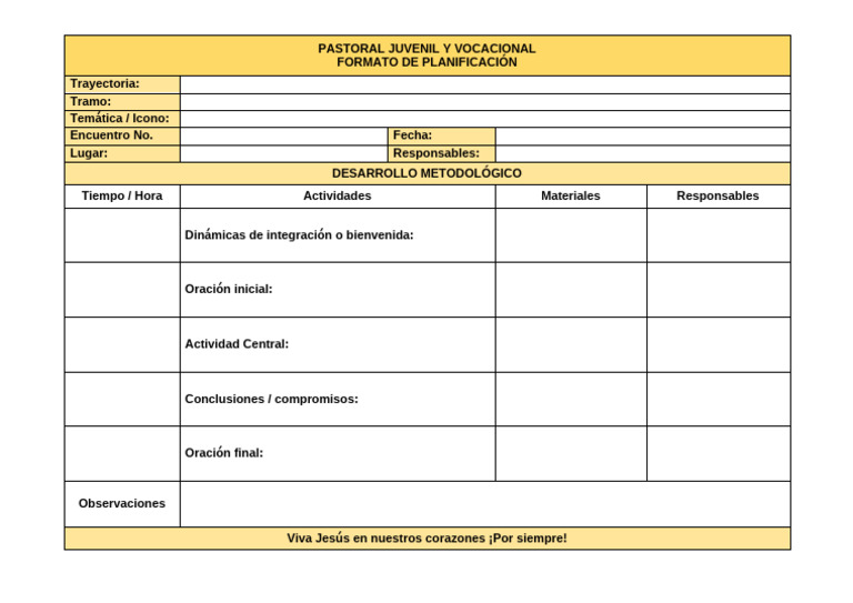 Planificación de Pastoral Juvenil | PDF
