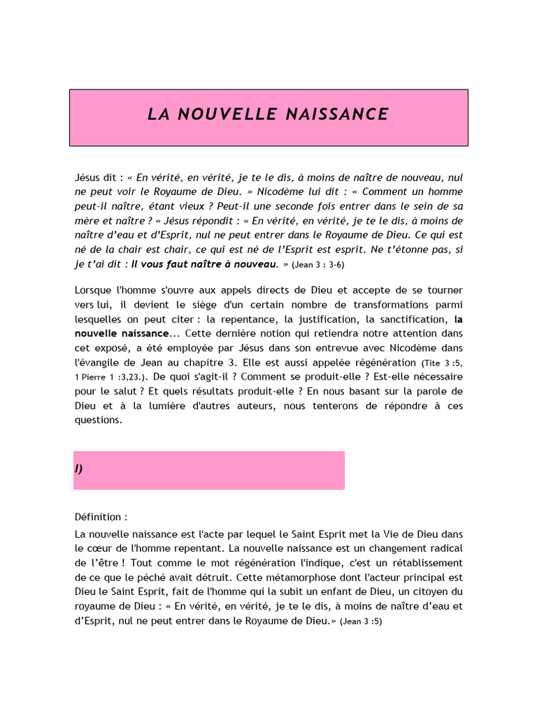 Comprendre la Nouvelle Naissance chrétienne | PDF | Dieu | Renaissance